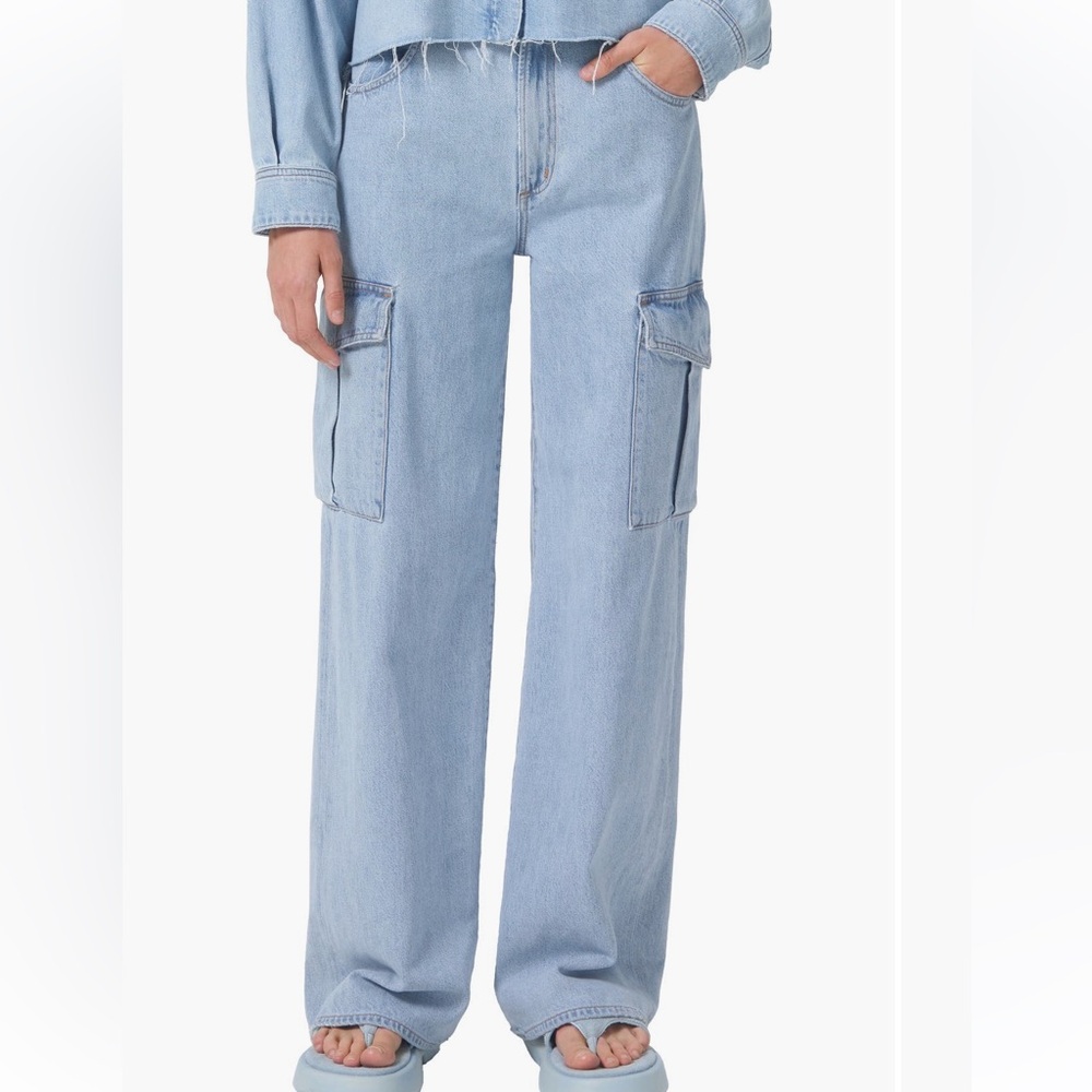 Agolde Minka Cargo light blue denim jeans size 31 NWT